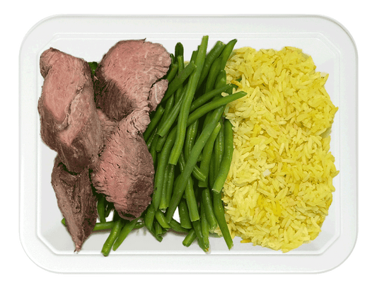 Beef Medallions, Saffron Rice & Green Beans